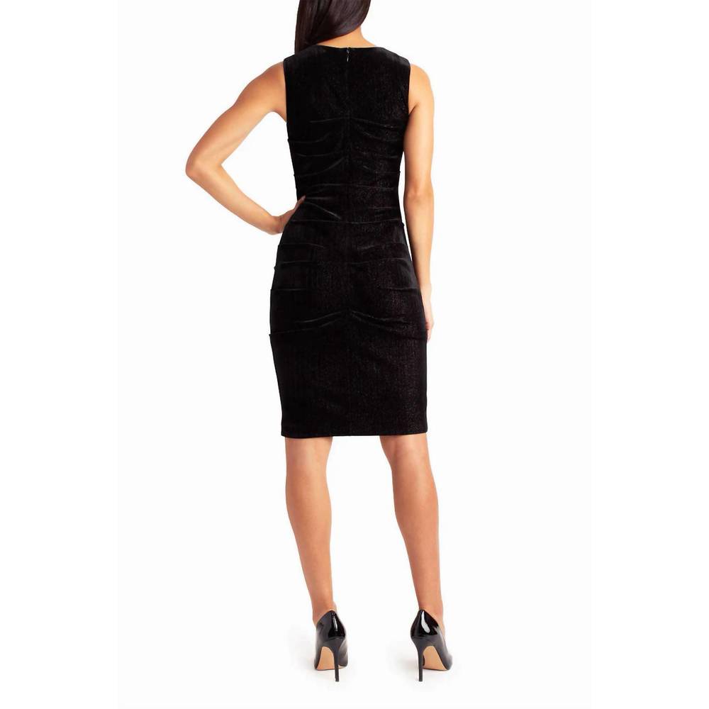 NEW NICOLE MILLER velvet lauren sheath dress in black/silver - Picture 2 of 6